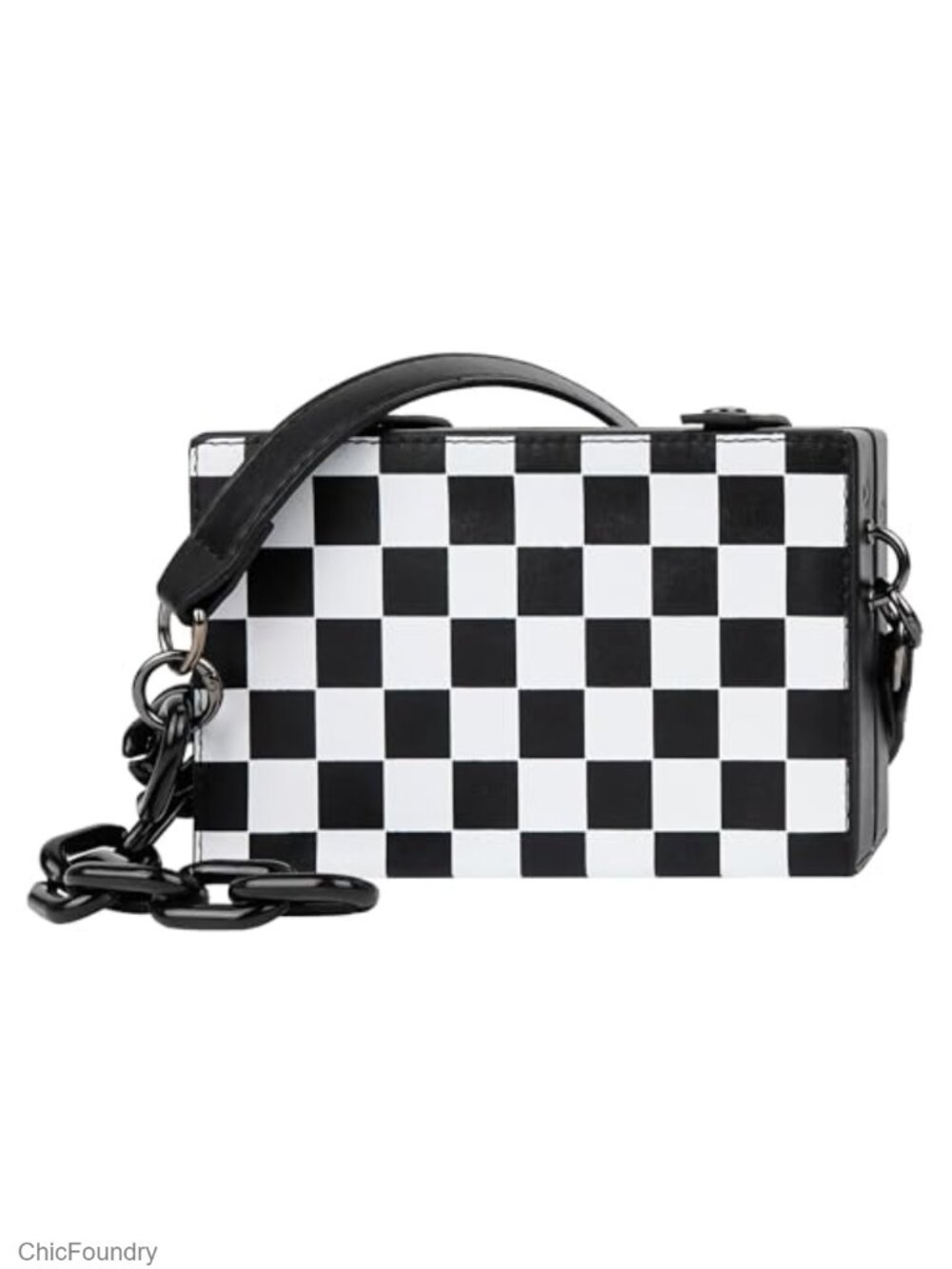 Crossbody Bag Faux Leather Checkered Shoulder Bag Minimalist Punk Handbag